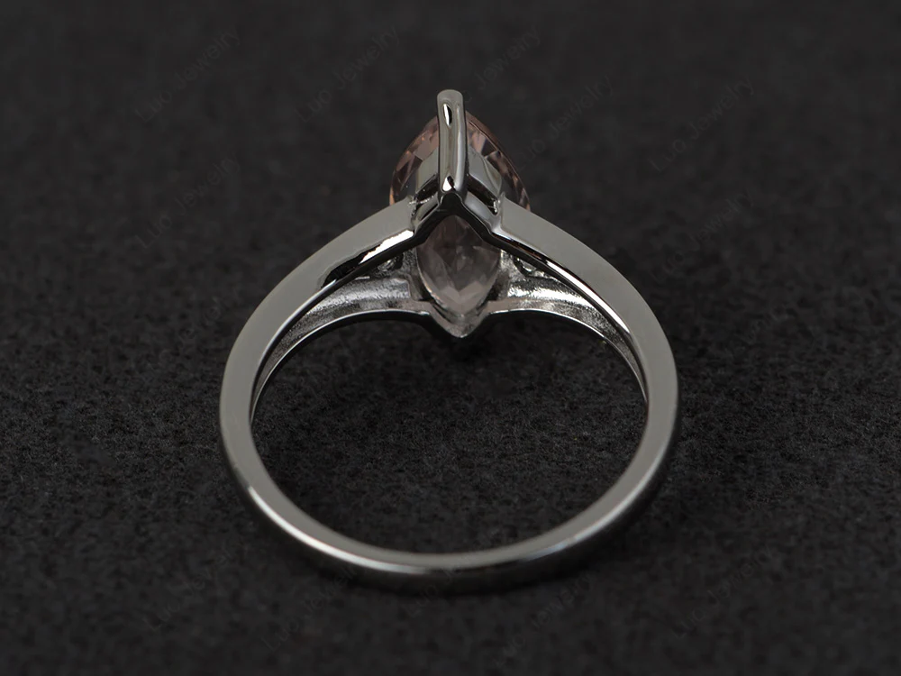 Marquise Cut Split Shank Morganite Ring - Image 3