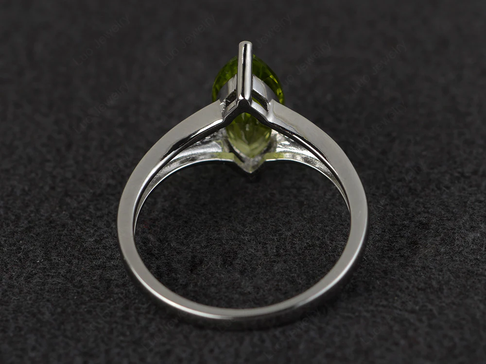 Marquise Cut Split Shank Peridot Ring - Image 3