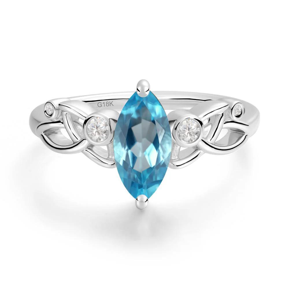 Marquise Cut Swiss Blue Topaz Celtic Ring - Image 9
