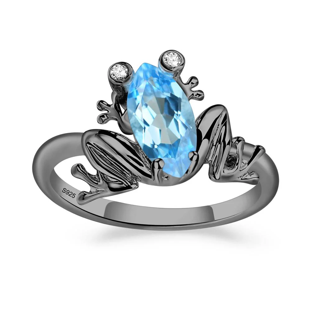 Marquise Cut Swiss Blue Topaz Frog Ring