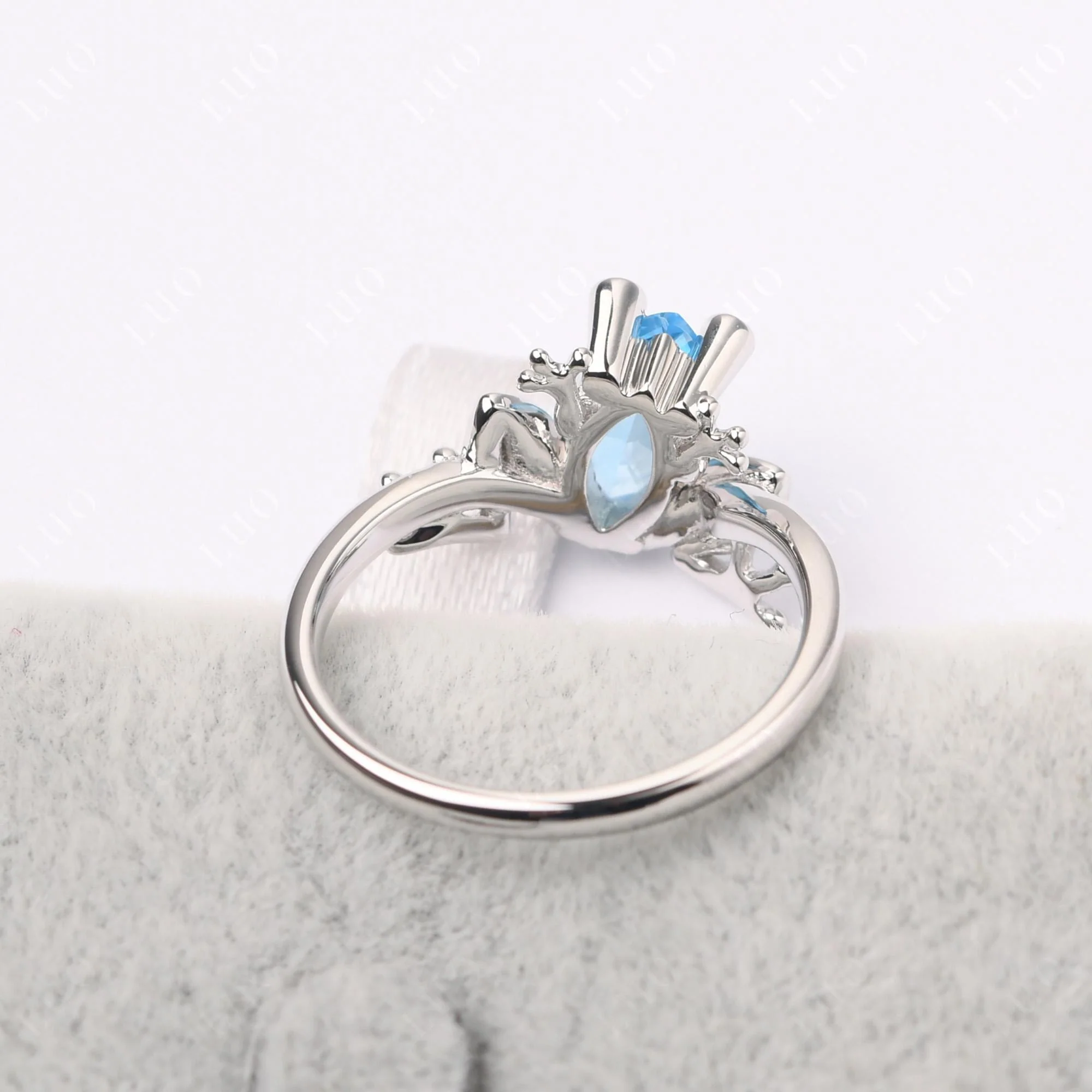 Marquise Cut Swiss Blue Topaz Frog Ring - Image 12