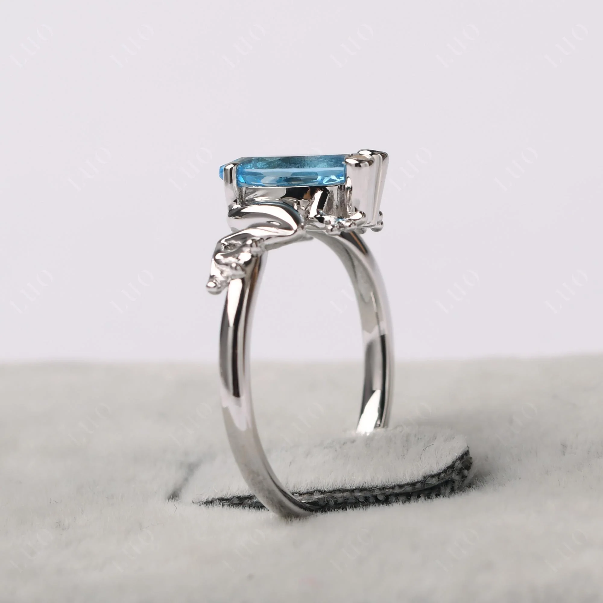Marquise Cut Swiss Blue Topaz Frog Ring - Image 13