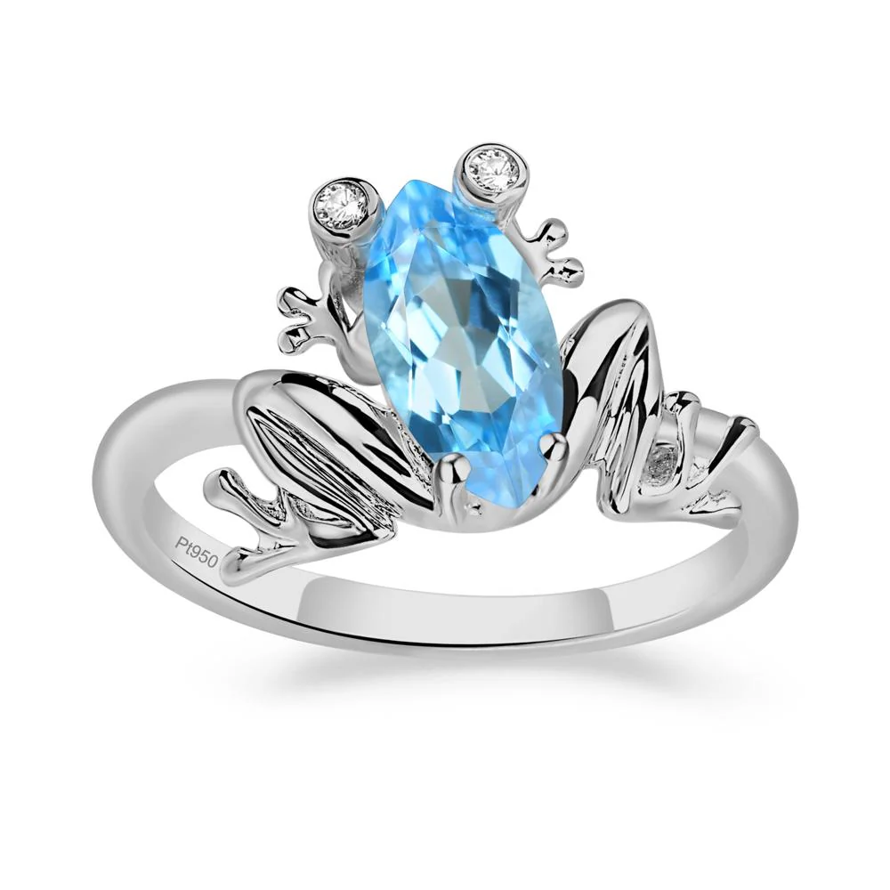 Marquise Cut Swiss Blue Topaz Frog Ring - Image 6