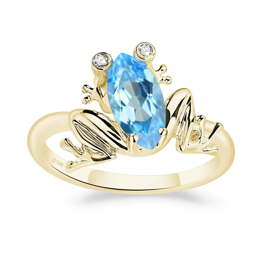 Marquise Cut Swiss Blue Topaz Frog Ring - Image 8