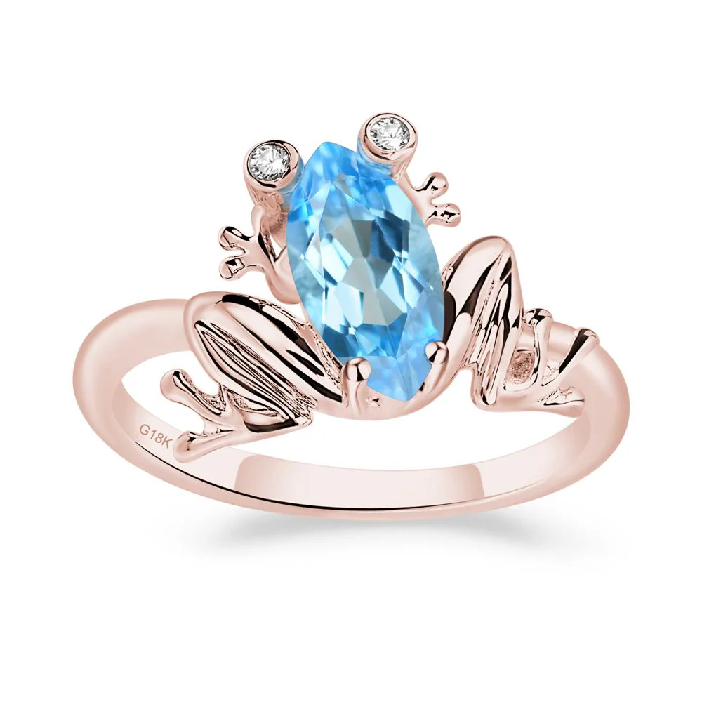 Marquise Cut Swiss Blue Topaz Frog Ring - Image 9