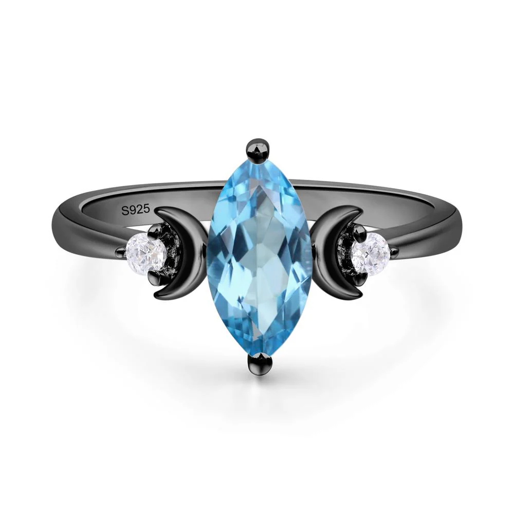 Swiss Blue Topaz Moon Ring