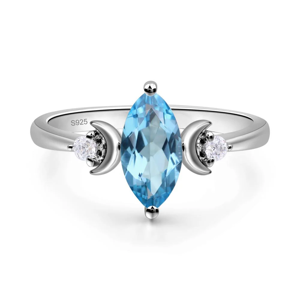 Swiss Blue Topaz Moon Ring - Image 2