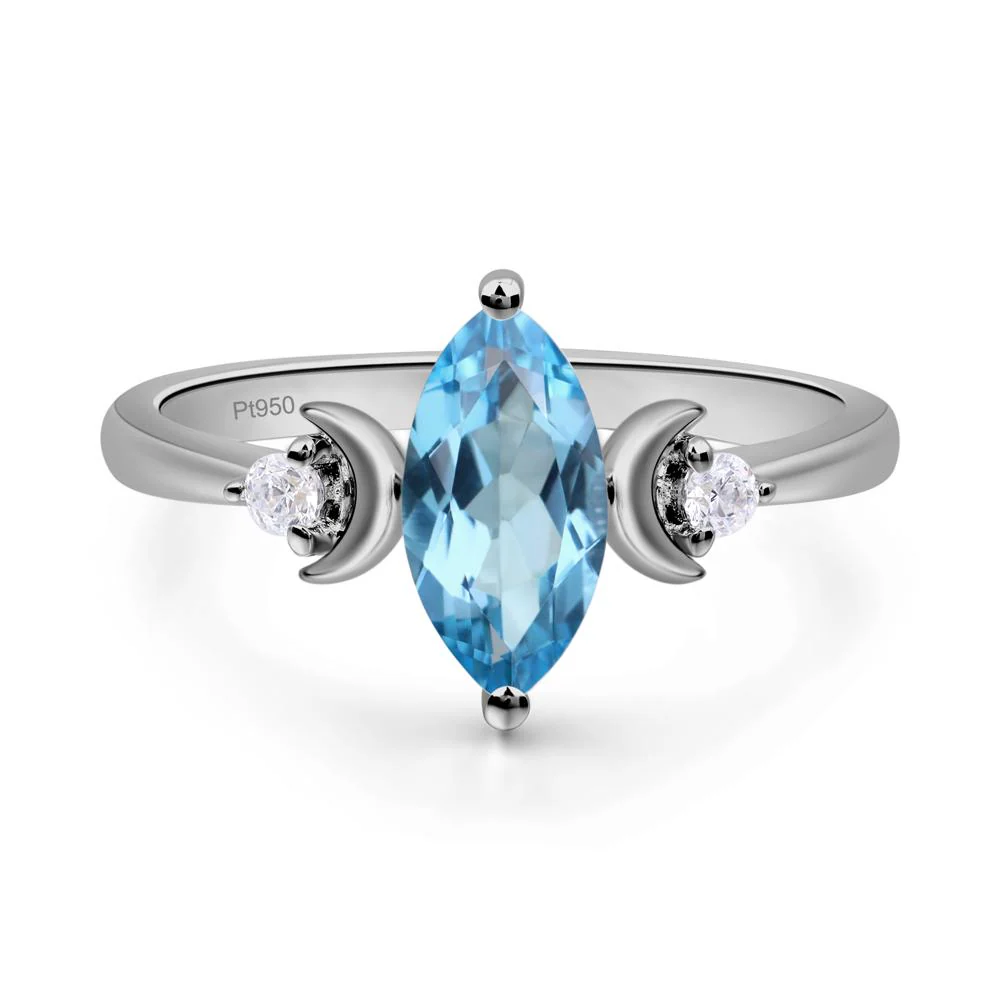 Swiss Blue Topaz Moon Ring - Image 6
