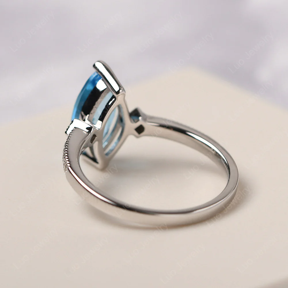 Marquise Cut Swiss Blue Topaz Promise Ring - Image 3