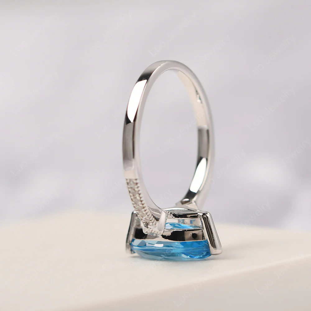 Marquise Cut Swiss Blue Topaz Promise Ring - Image 4