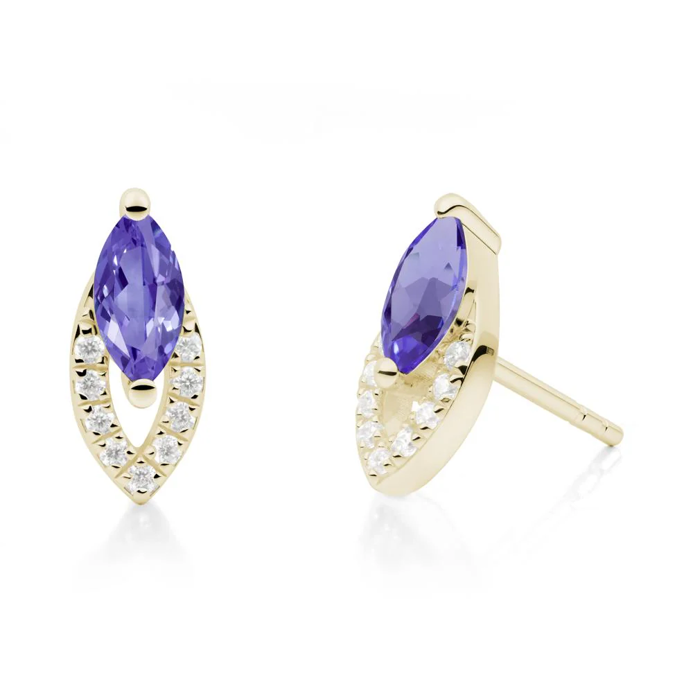 Marquise Cut Tanzanite Halo Stud Earrings - Image 3