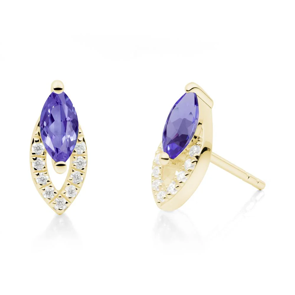 Marquise Cut Tanzanite Halo Stud Earrings - Image 4