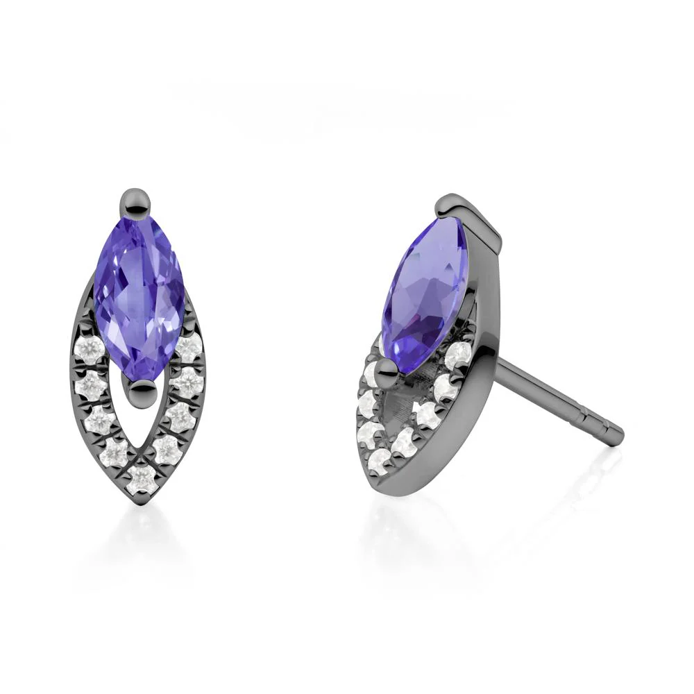 Marquise Cut Tanzanite Halo Stud Earrings - Image 7