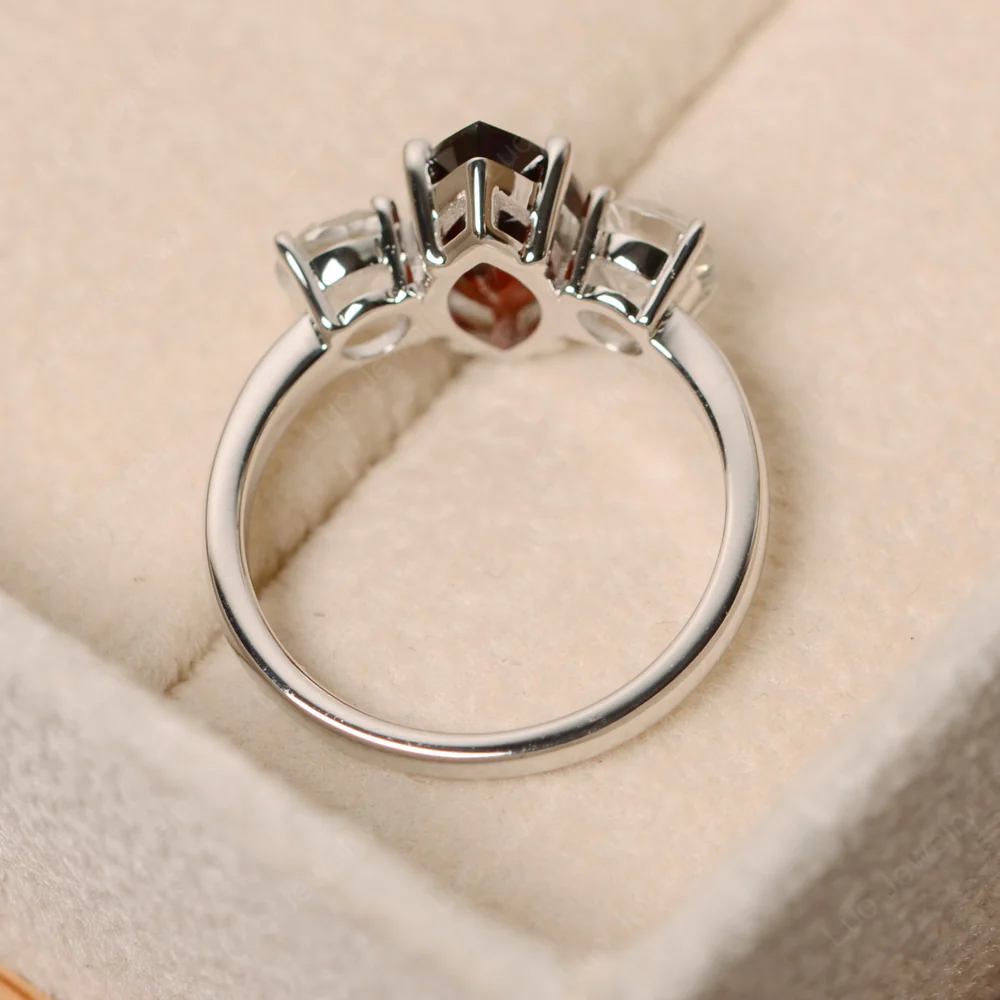 Marquise Cut Three Stone Garnet Ring - Image 4