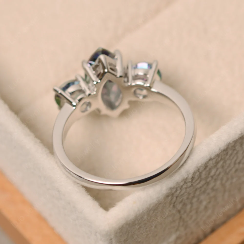 Marquise Cut Three Stone Mystic Topaz Ring - Image 3