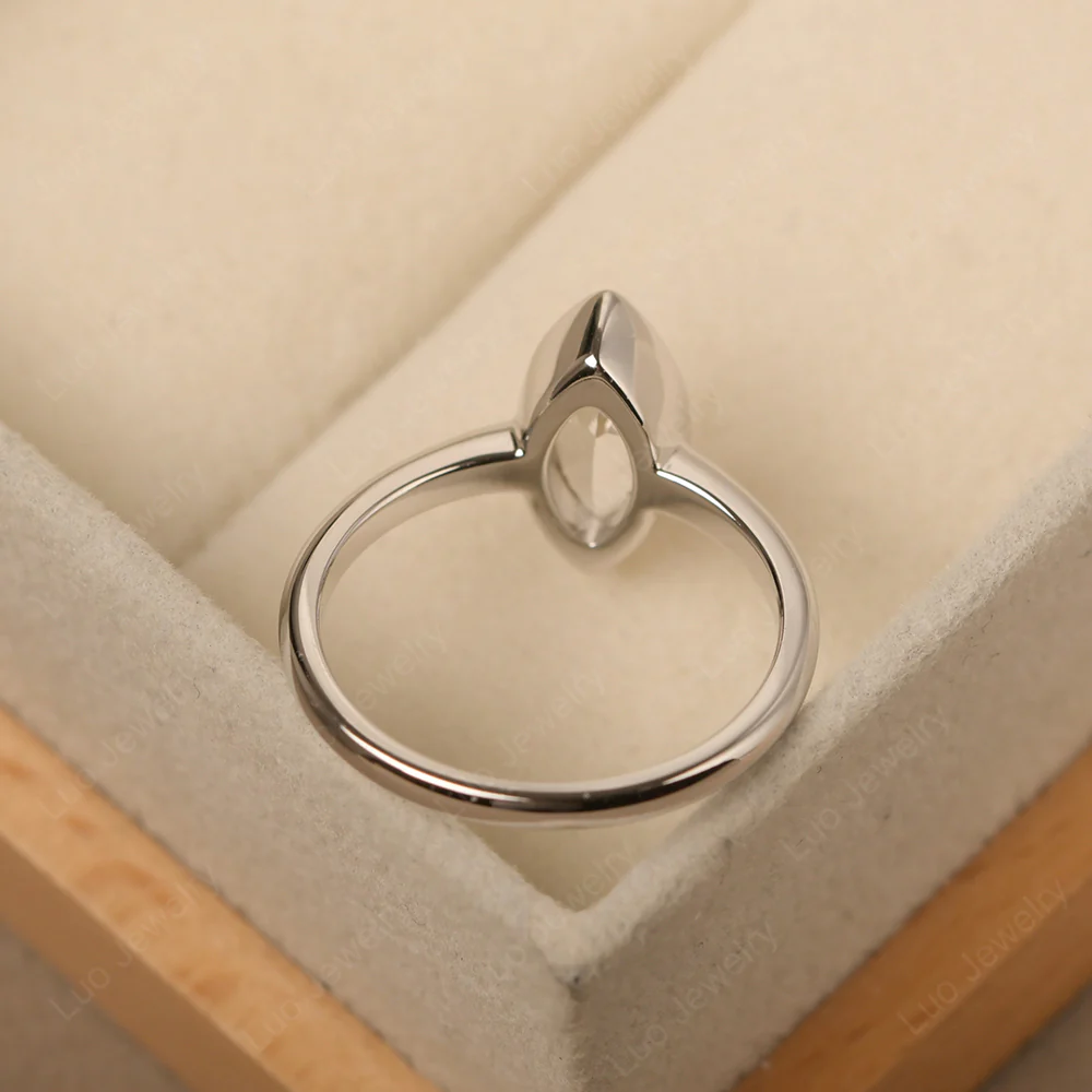 Marquise Cut White Topaz Bezel Set Ring - Image 4