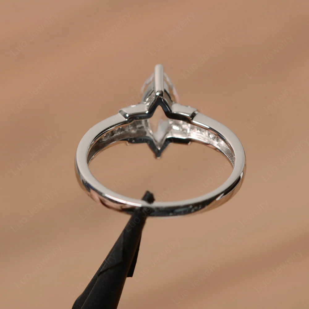 Marquise Cut White Topaz Engagement Ring - Image 3