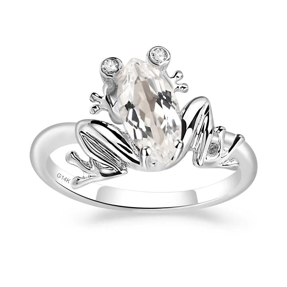 White Topaz Ring with Frog - Image 4