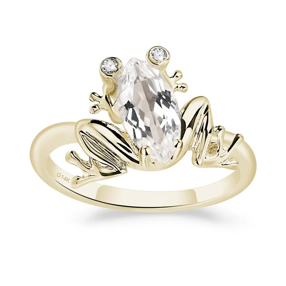 White Topaz Ring with Frog - Image 5