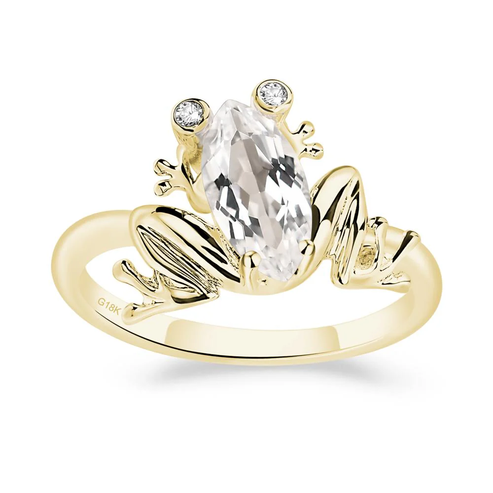 White Topaz Ring with Frog - Image 8