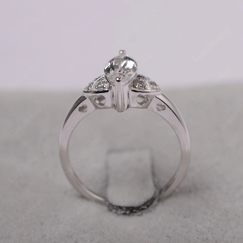 Marquise Cut White Topaz Ring - Image 3