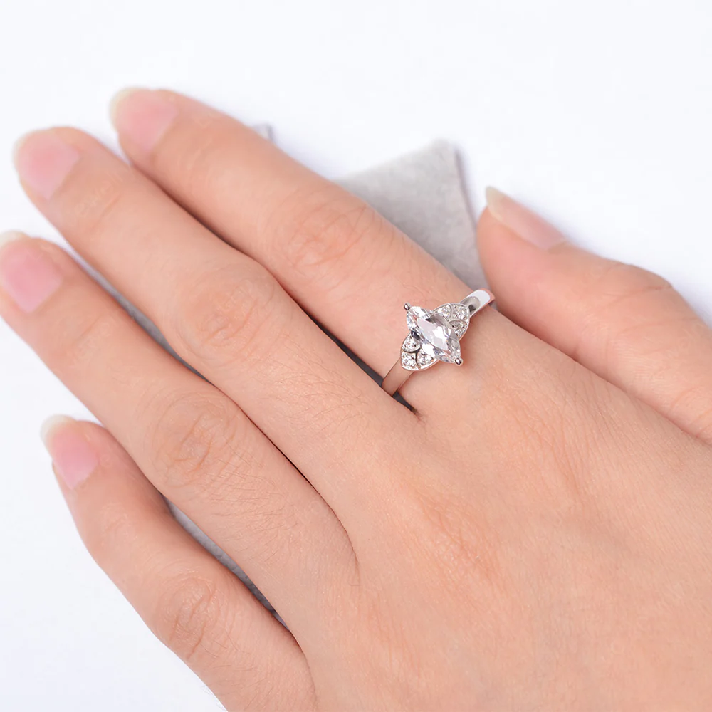Marquise Cut White Topaz Ring - Image 4