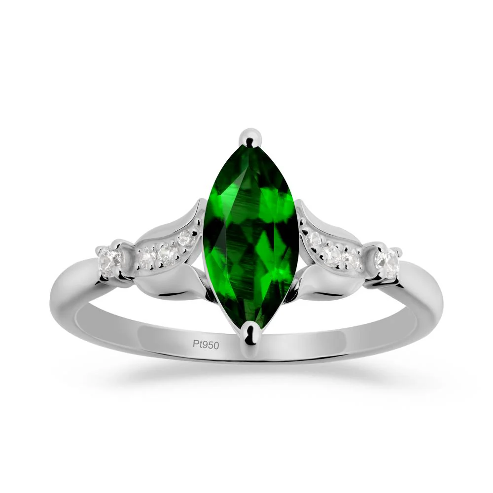 Marquise Diopside Floral Engagement Ring - Image 5