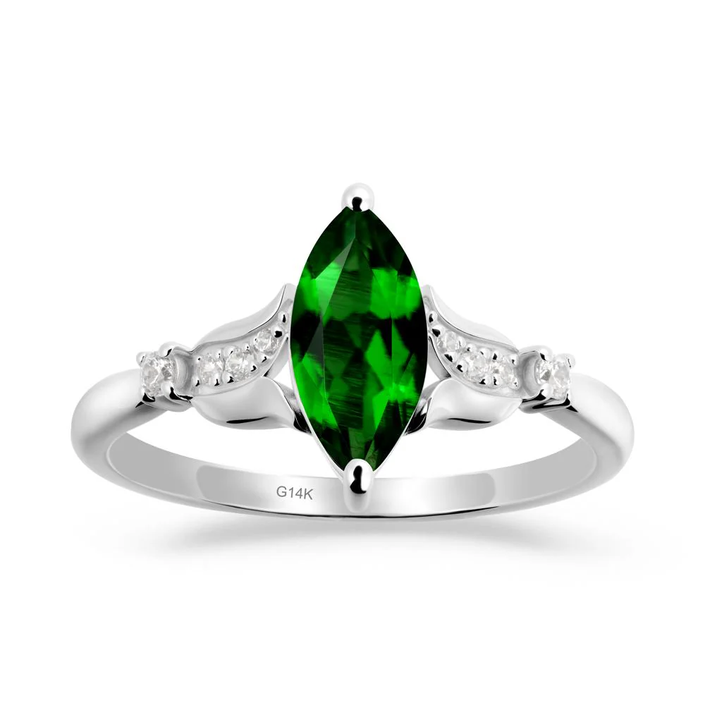 Marquise Diopside Floral Engagement Ring - Image 6