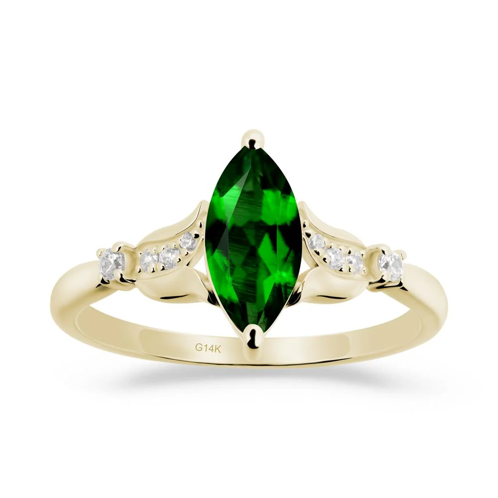 Marquise Diopside Floral Engagement Ring - Image 7