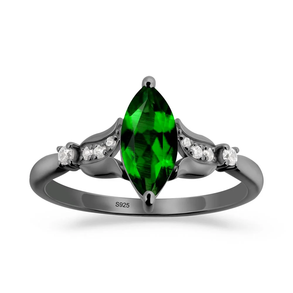 Marquise Diopside Floral Engagement Ring - Image 9