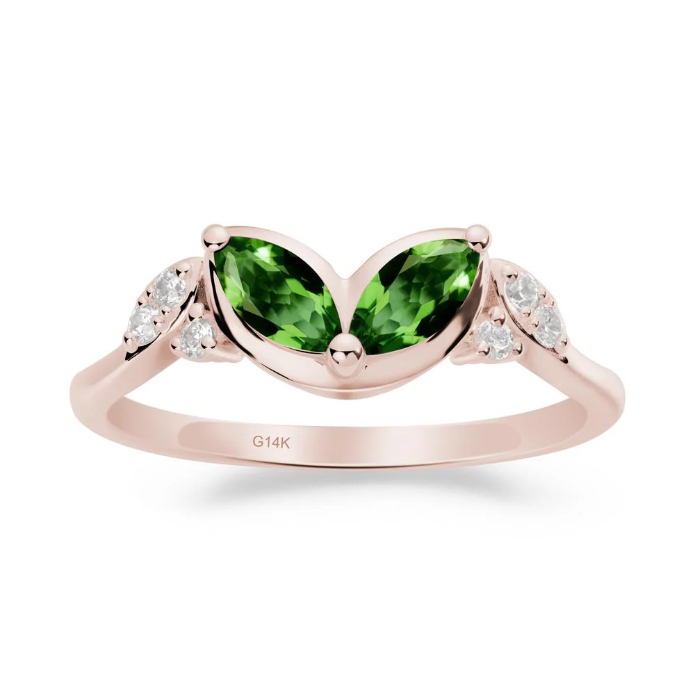 Marquise Diopside Leaf Ring