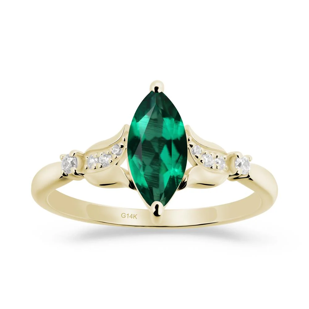 Marquise Emerald Floral Engagement Ring