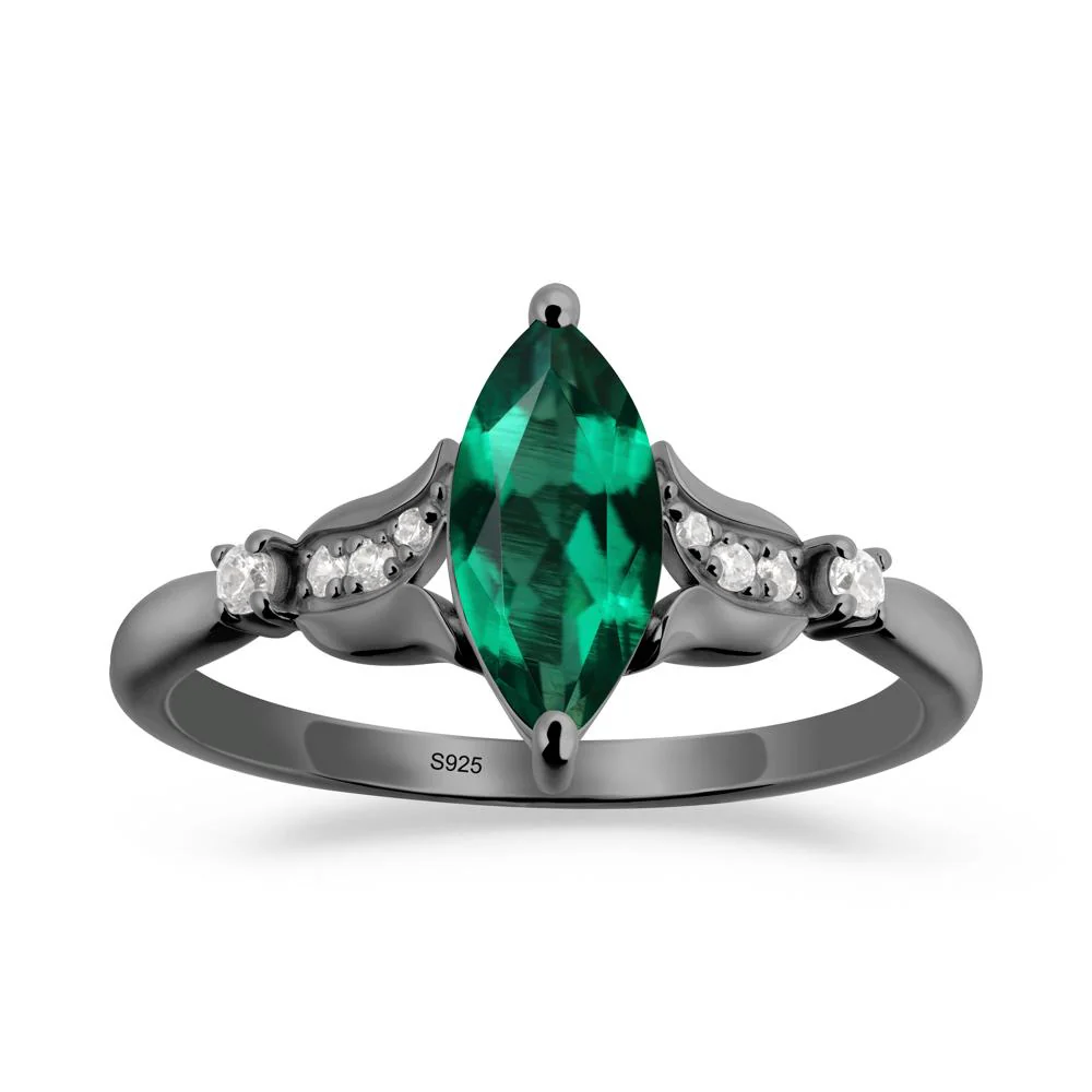 Marquise Emerald Floral Engagement Ring - Image 5