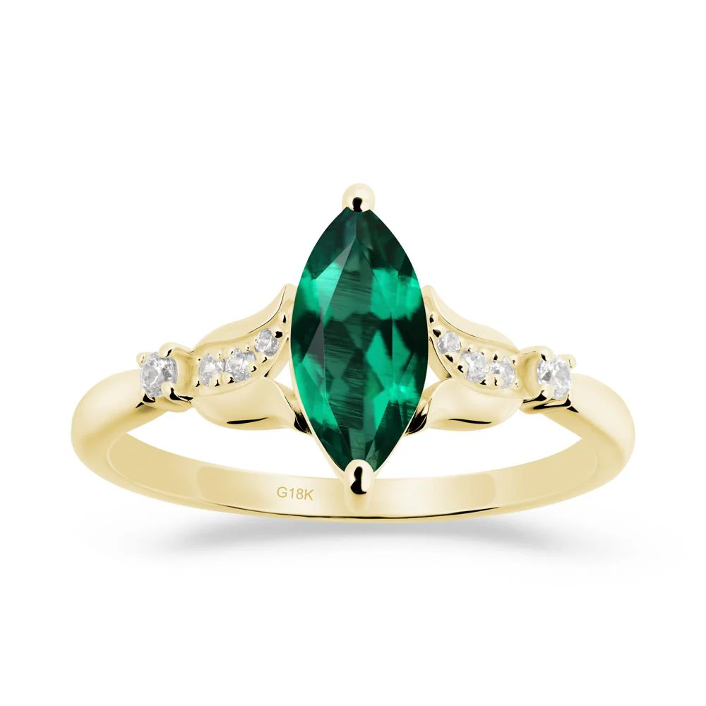 Marquise Emerald Floral Engagement Ring - Image 6
