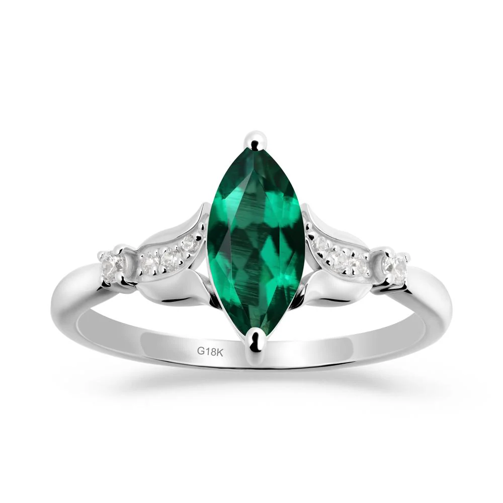 Marquise Emerald Floral Engagement Ring - Image 9