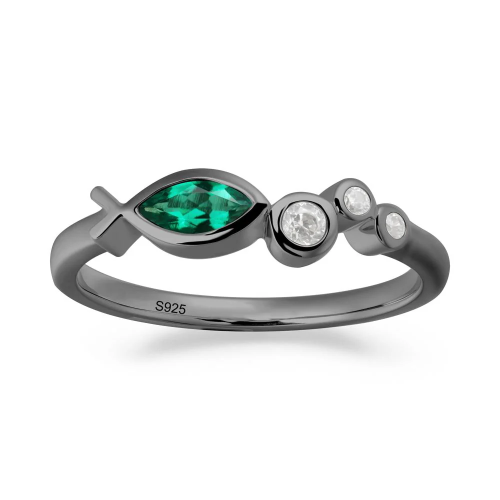 Marquise Emerald Ichthys Ring - Image 3