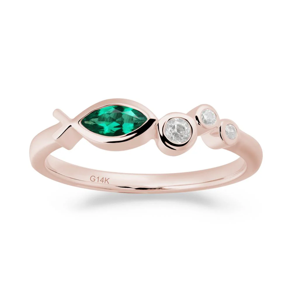 Marquise Emerald Ichthys Ring - Image 6