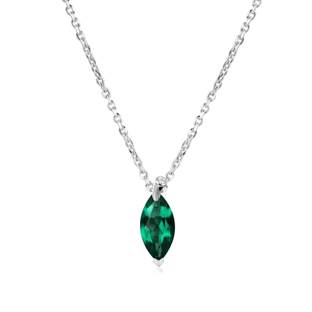 Marquise Emerald Leaf Necklace - Image 3