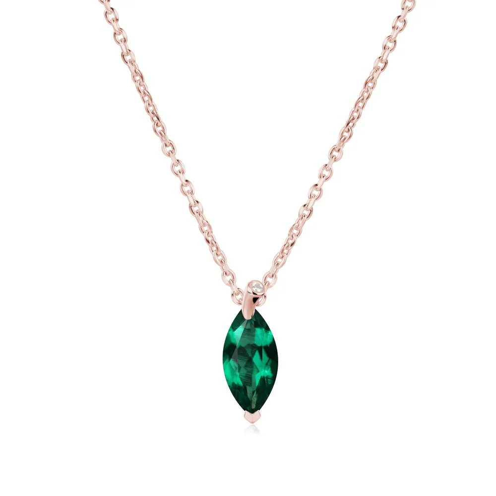 Marquise Emerald Leaf Necklace - Image 4