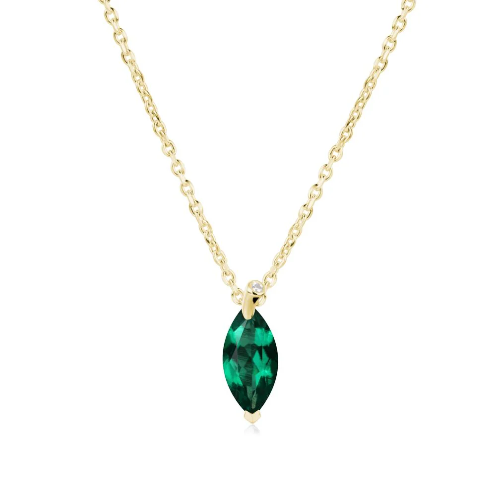 Marquise Emerald Leaf Necklace - Image 6