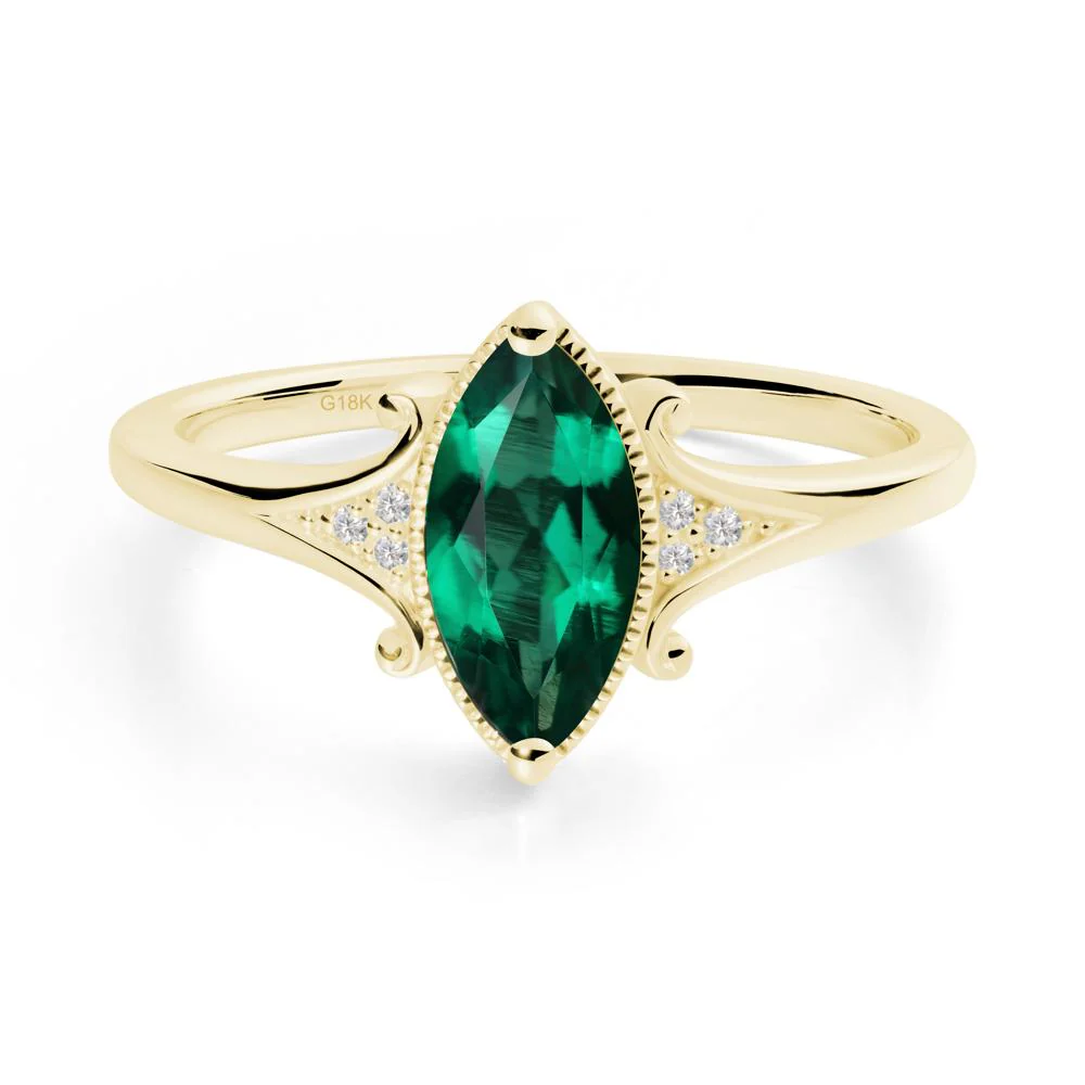 Marquise Emerald Ring with Milgrain Halo - Image 7