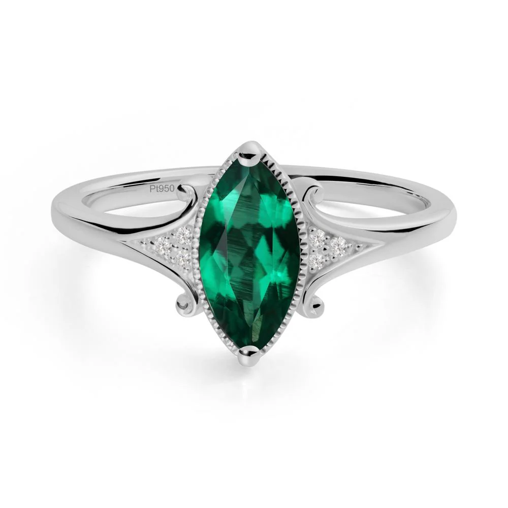 Marquise Emerald Ring with Milgrain Halo - Image 9