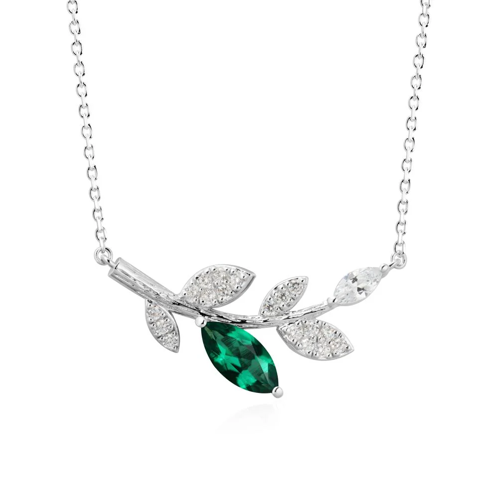 Marquise Emerald Vine Leaf Necklace - Image 6