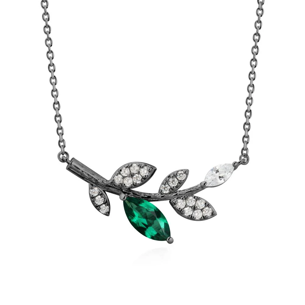 Marquise Emerald Vine Leaf Necklace - Image 8
