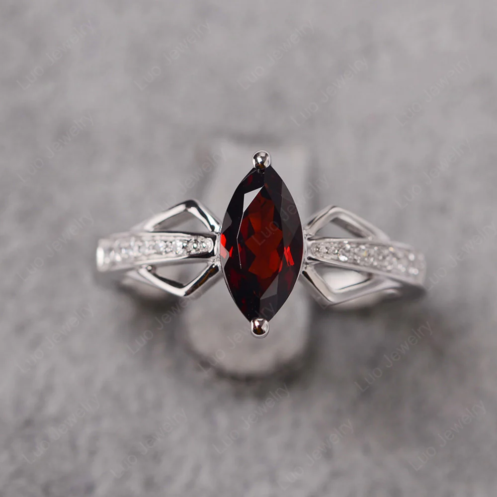 Marquise Garnet Engagement Ring
