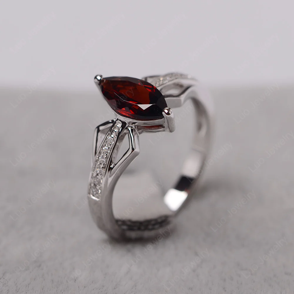 Marquise Garnet Engagement Ring - Image 2