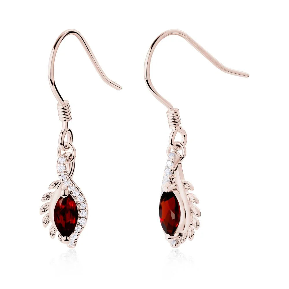 Marquise Garnet Fish Hook Earrings - Image 4