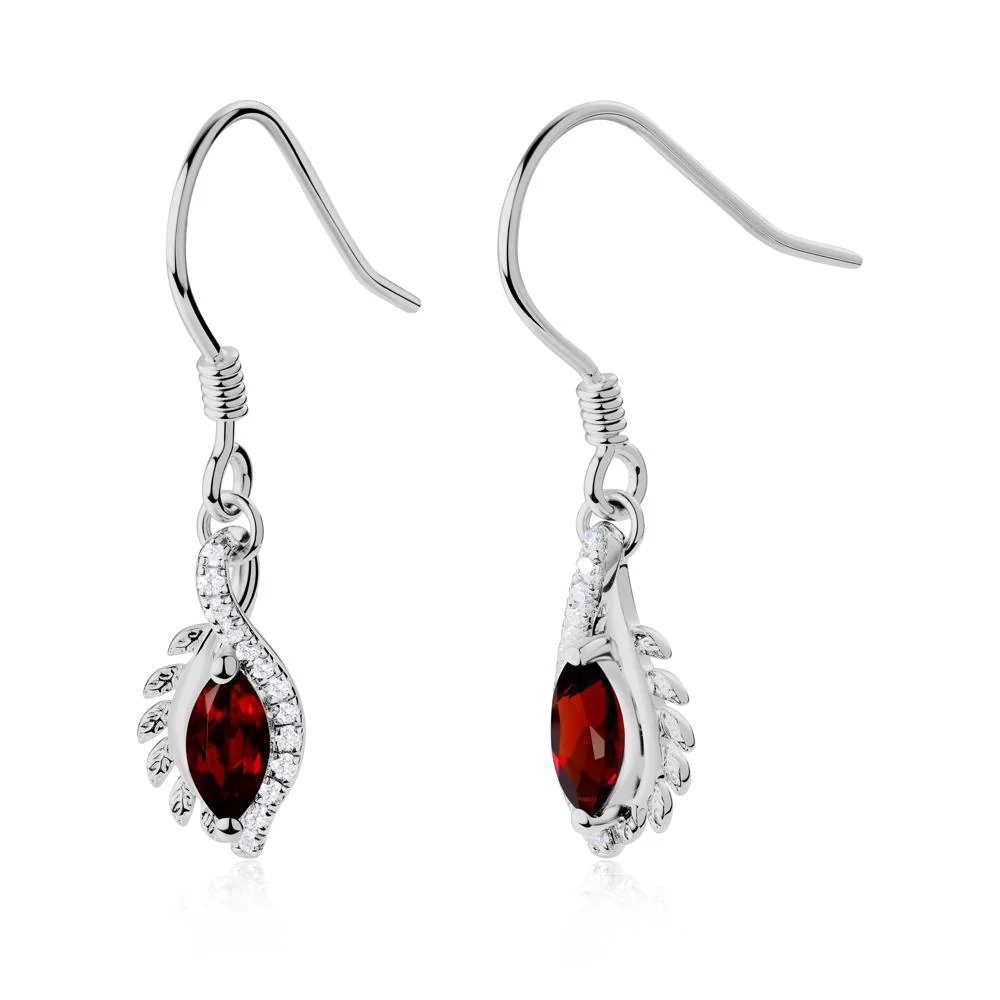 Marquise Garnet Fish Hook Earrings - Image 5