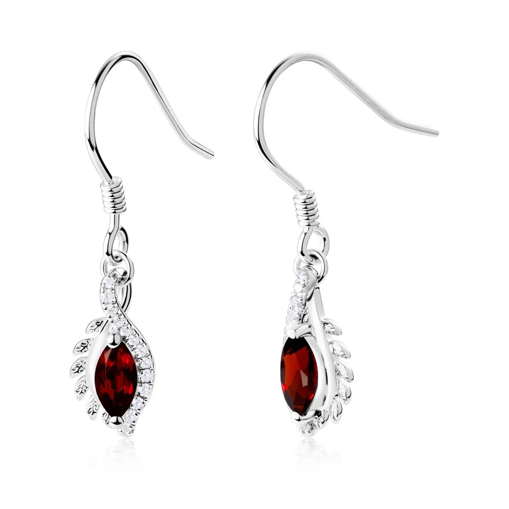 Marquise Garnet Fish Hook Earrings - Image 7