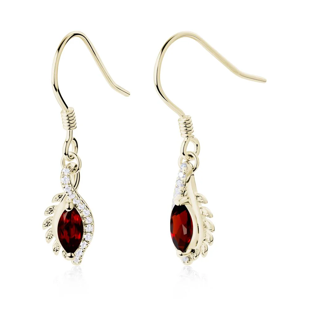 Marquise Garnet Fish Hook Earrings - Image 8